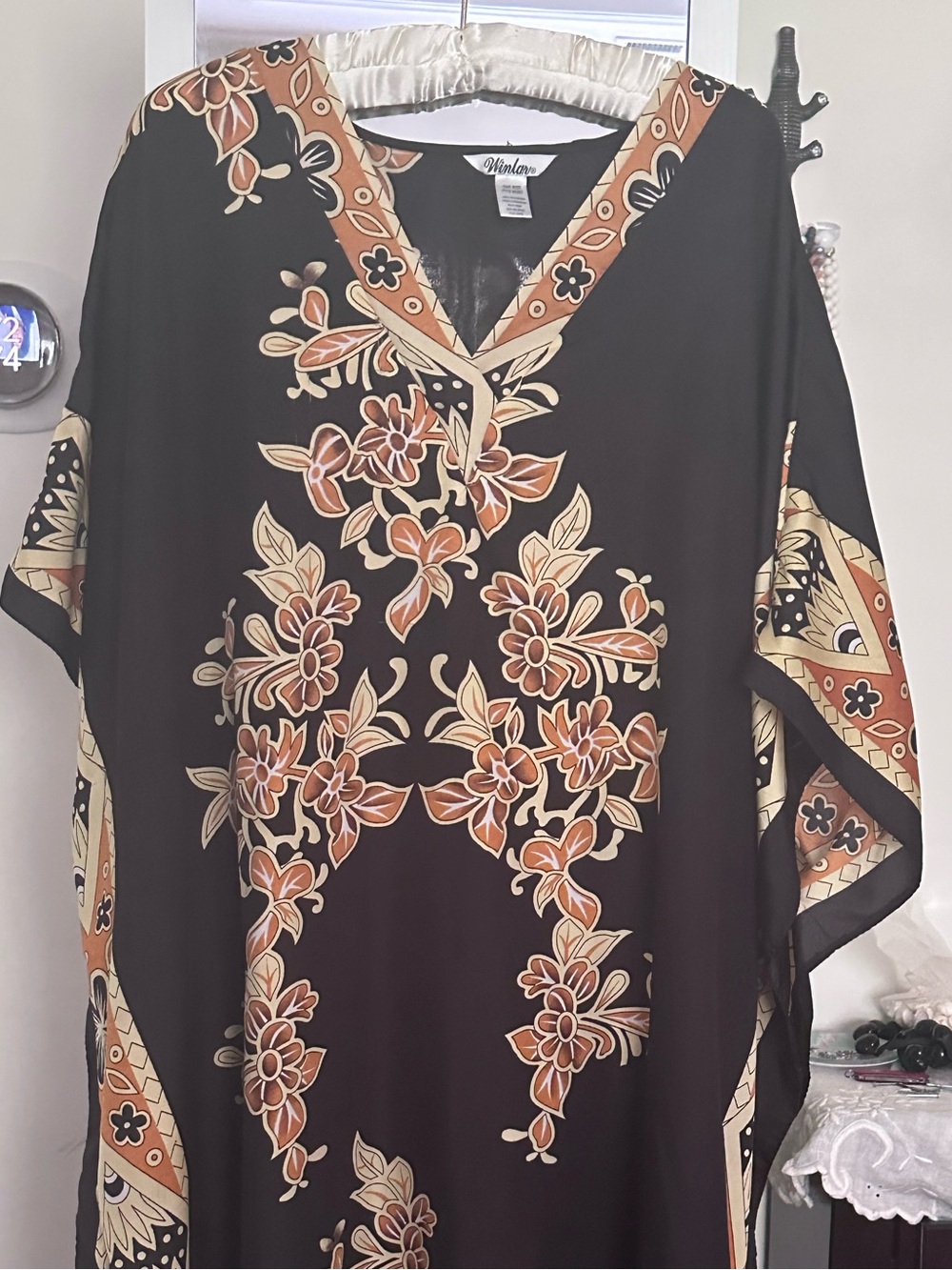 Floral Black & Gold Caftan Dress by Winlar